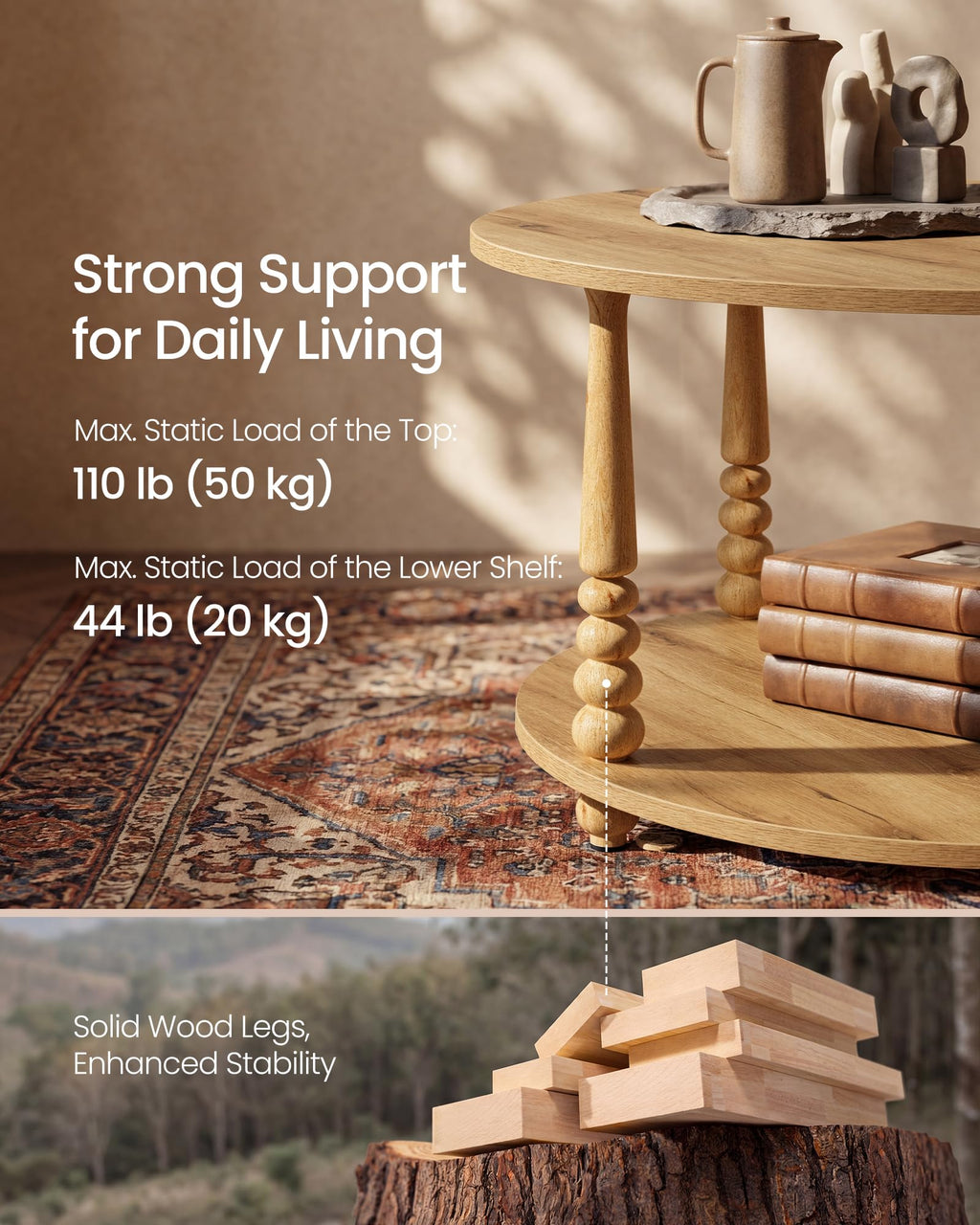 2-Tier Round Coffee Table with Storage S66947