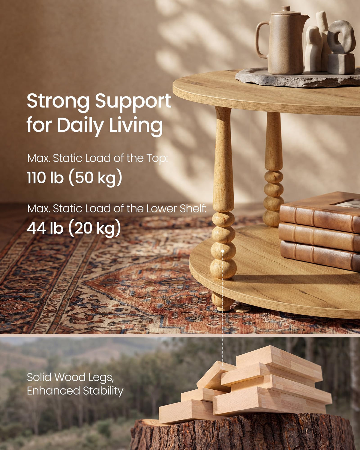 2-Tier Round Coffee Table with Storage S66947
