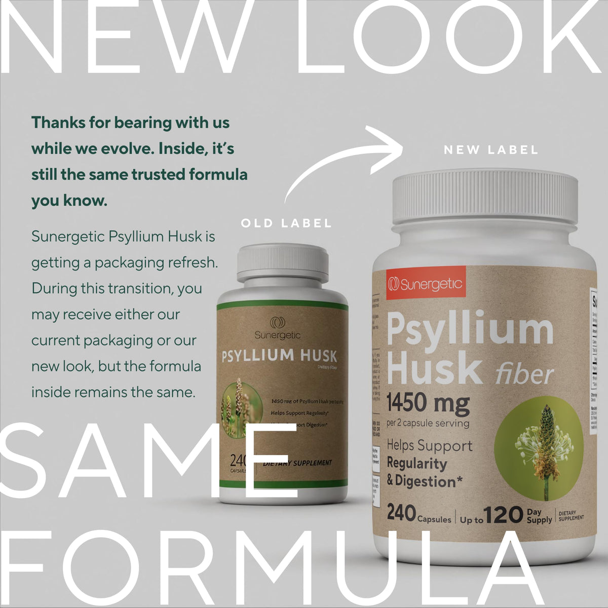 Psyllium Husk Fiber Supplement 1450mg 240 Capsules B602