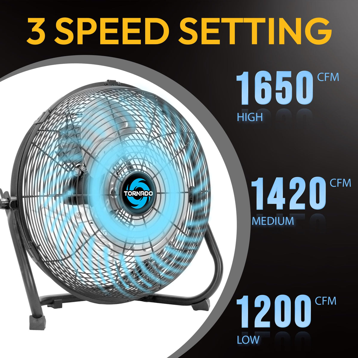 12 Inch 3-Speed High Velocity Metal Floor Fan K2015