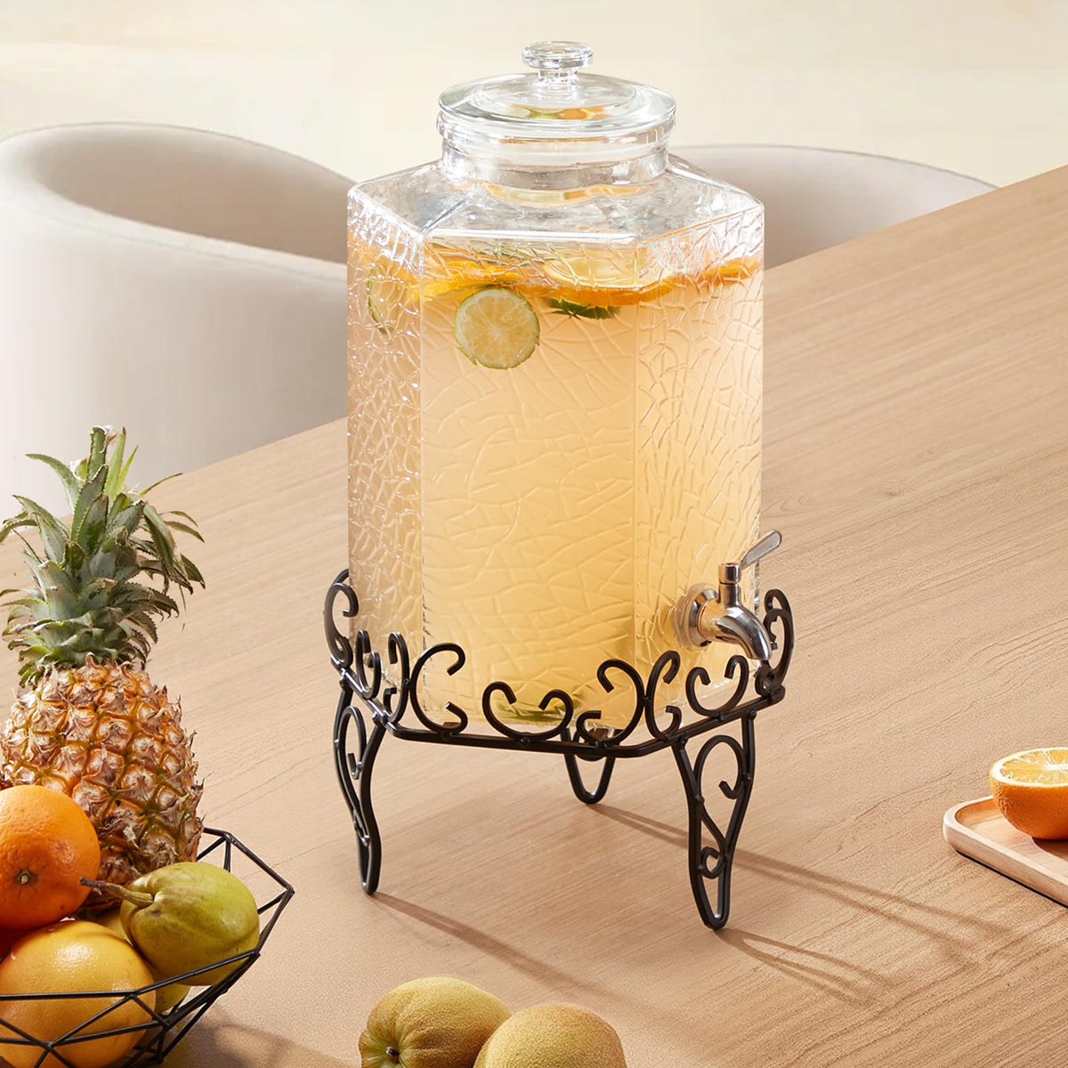 2.5 Gallon Glass Beverage Dispenser with Metal Stand M57701