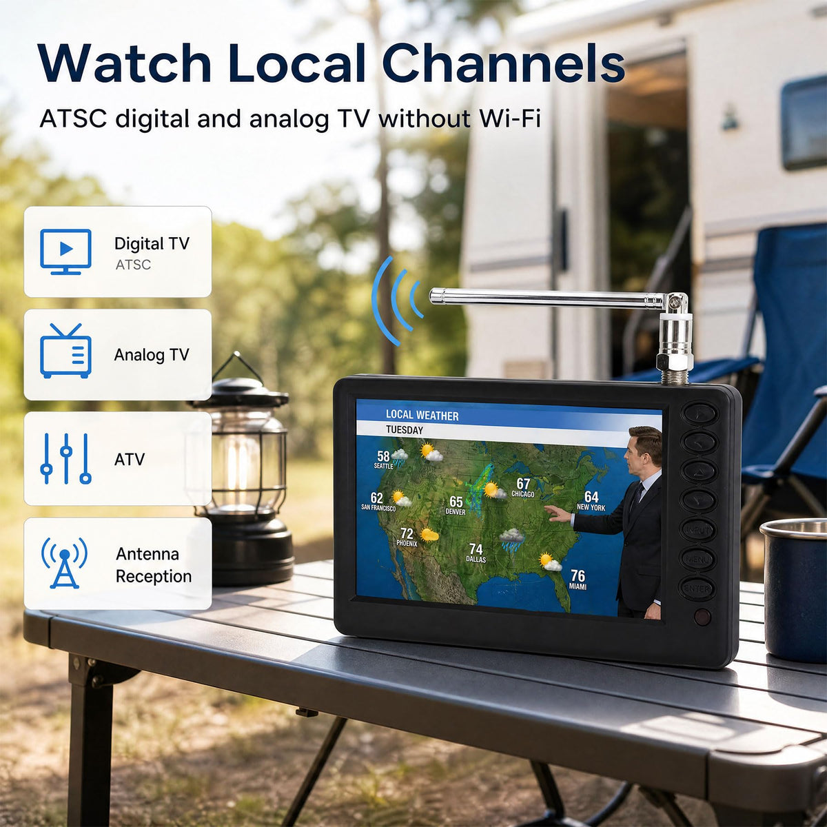Portable 5" Digital TV with FM Radio J6215