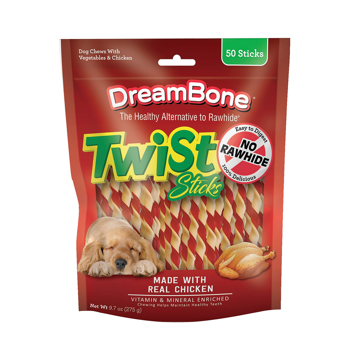 Rawhide-Free Dog Treats With Real Protein, 50 Count R94993