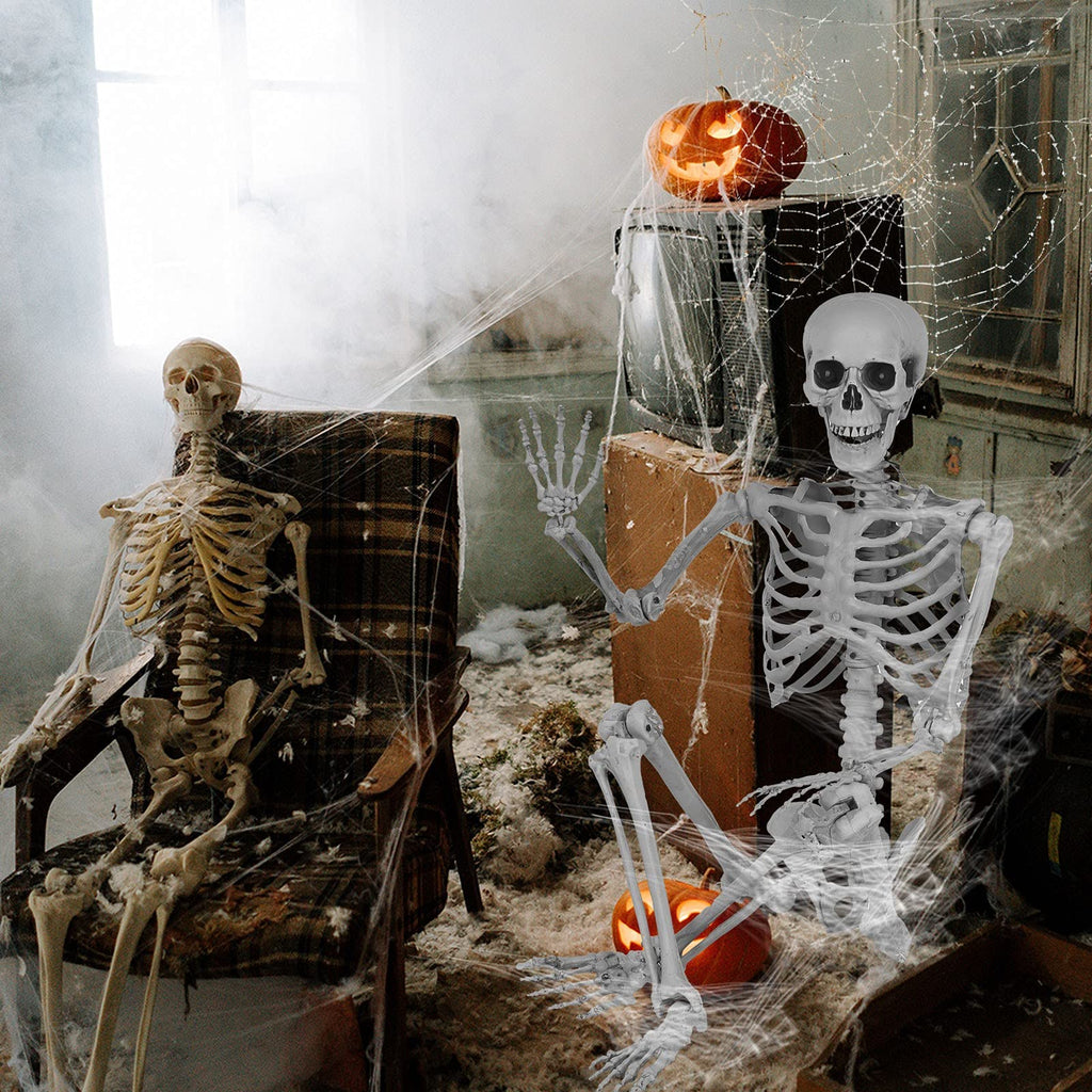5.4 Ft Lighted Life Size Plastic Skeleton with Movable Joint B431443