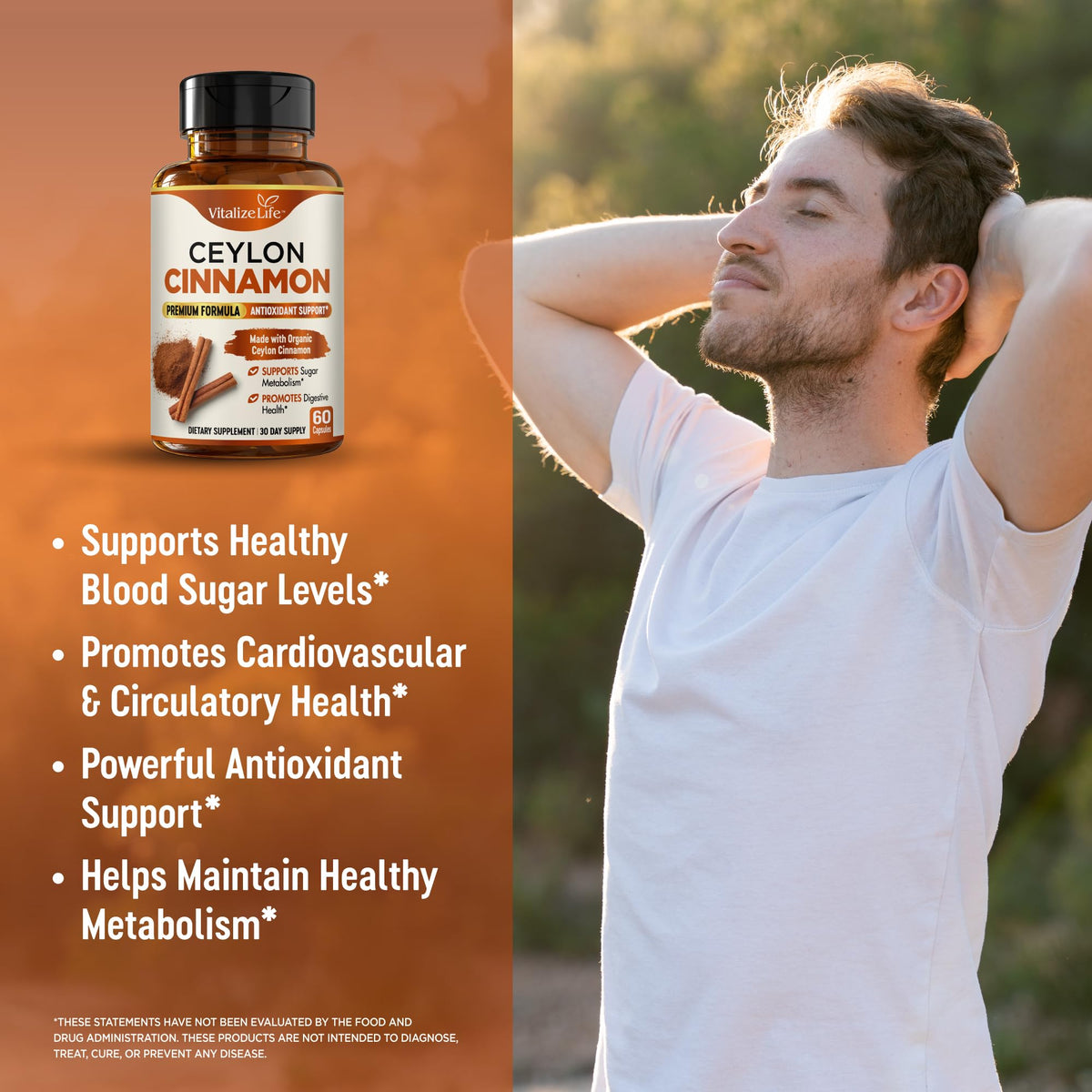 Organic Ceylon Cinnamon 1200mg 60 Vegan Capsules D74546