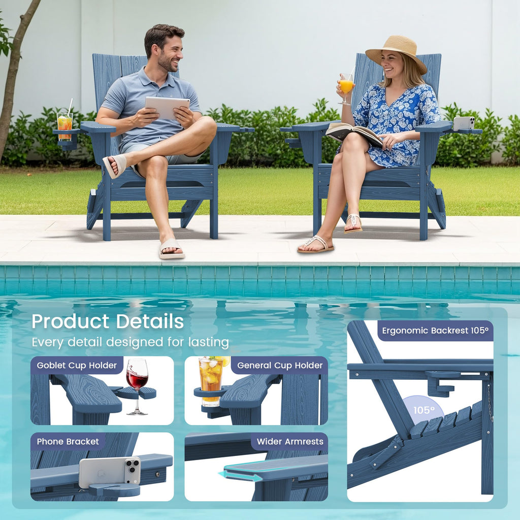 Blue Folding Adirondack Chairs Set of 6 P80838