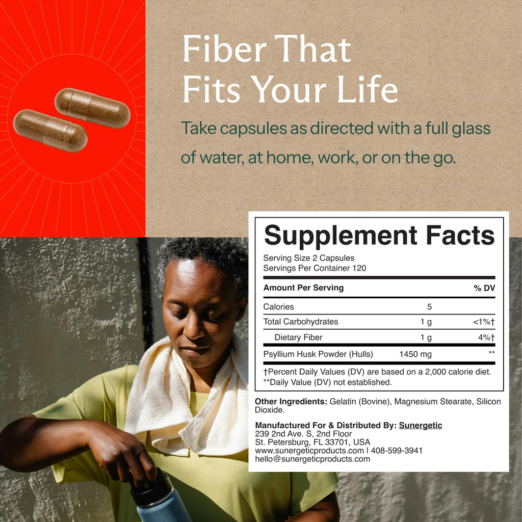 Psyllium Husk Fiber Supplement 1450mg 240 Capsules B602