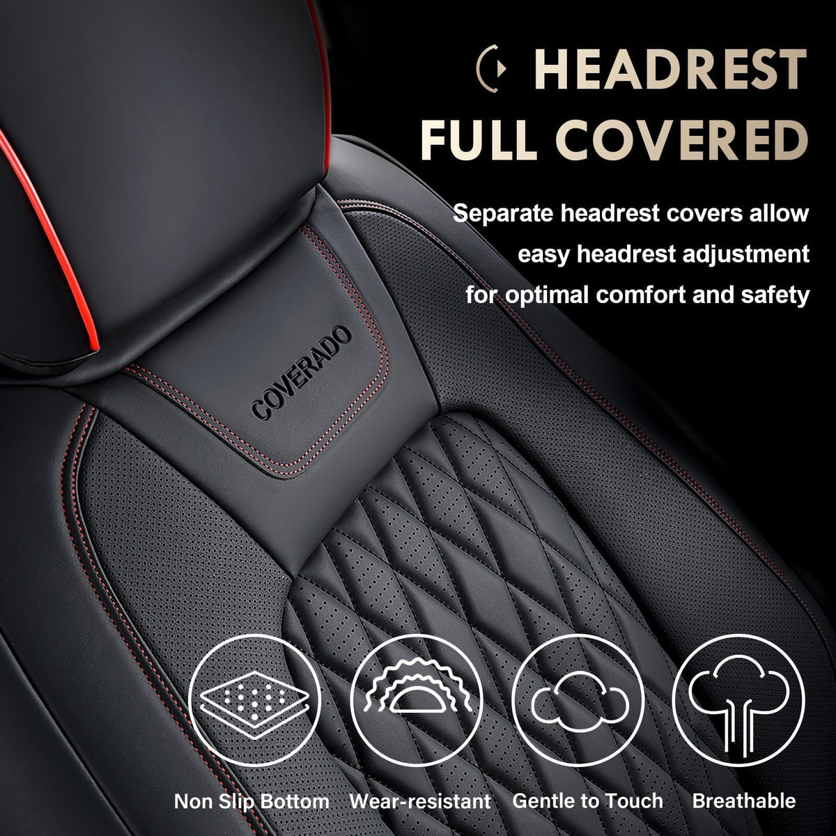 Leather Seat Covers Full Set Waterproof Custom Fit I15477