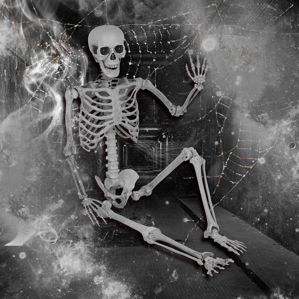 5.4 Ft Lighted Life Size Plastic Skeleton with Movable Joint B431443