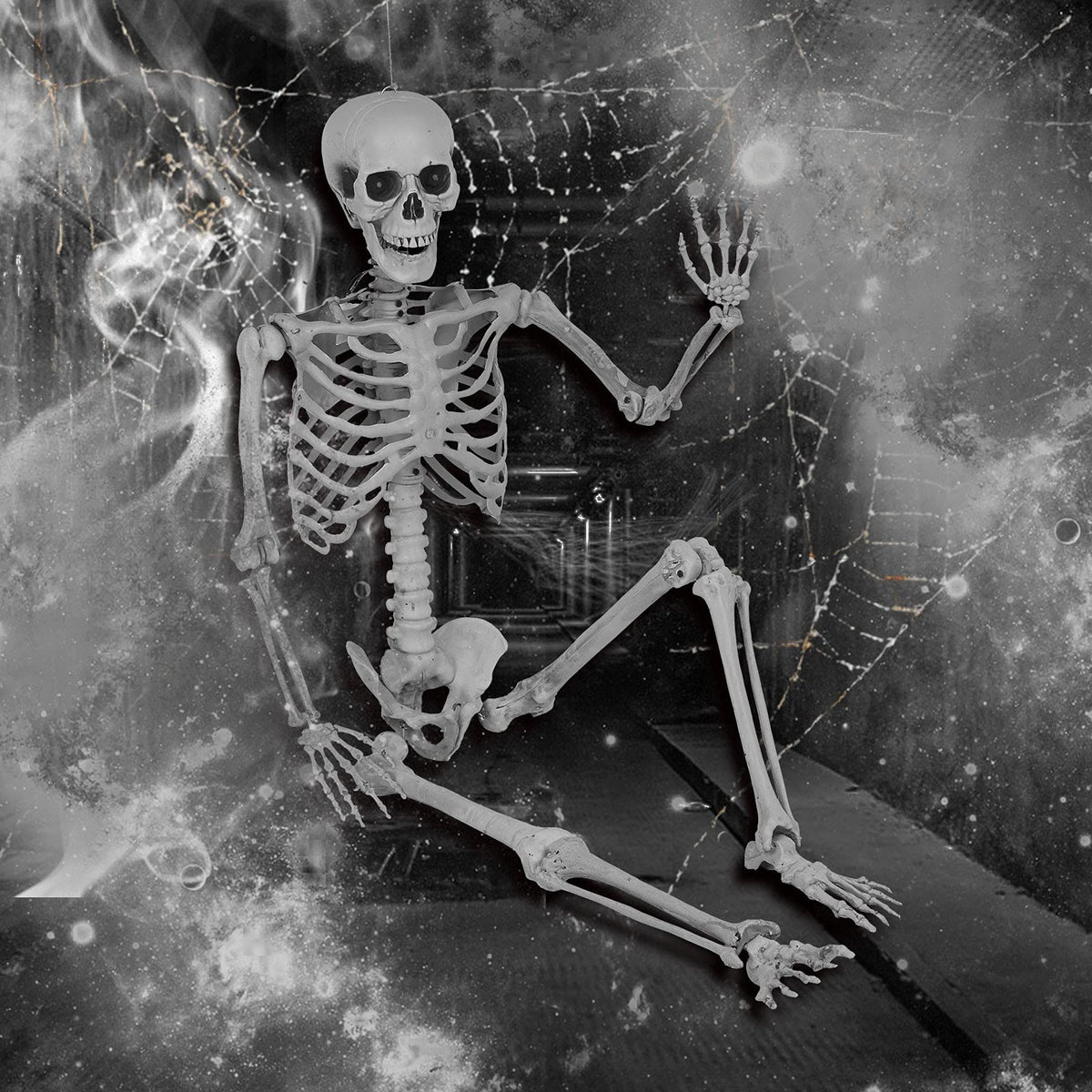5.4 Ft Lighted Life Size Plastic Skeleton with Movable Joint B431443