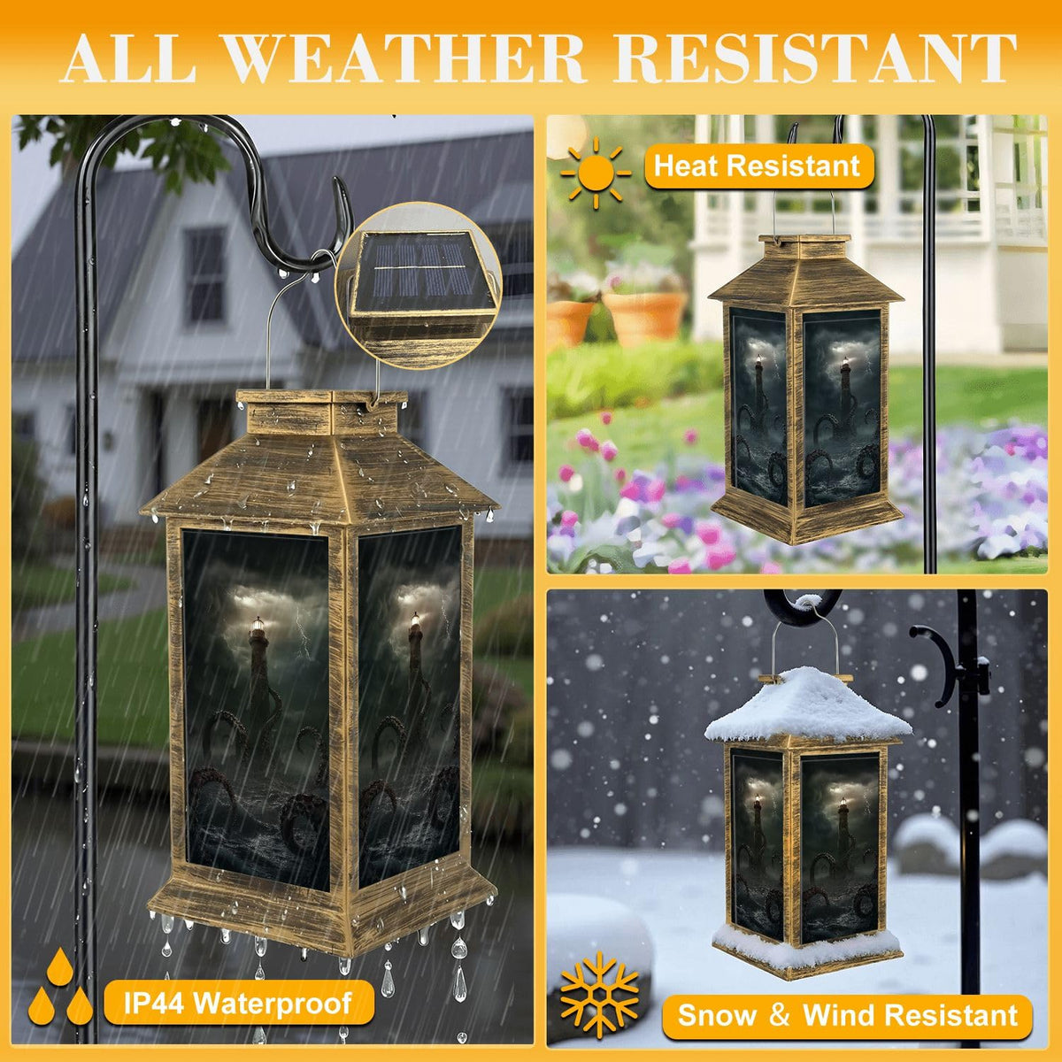 Waterproof Solar Powered Outdoor Hanging Lantern Q34446