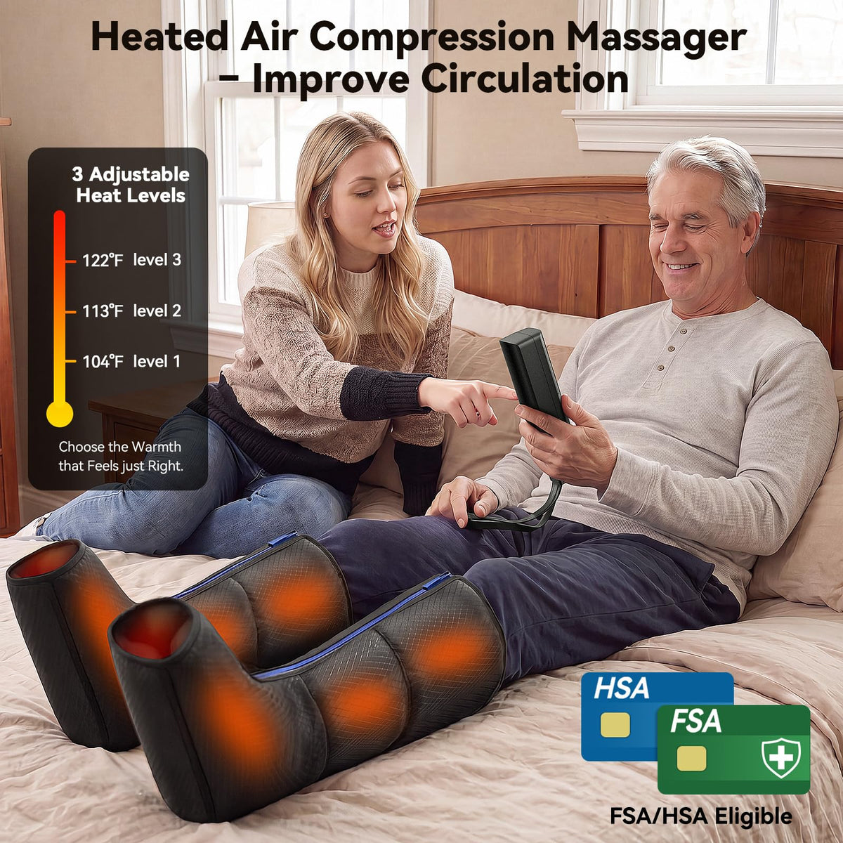 Leg Compression Massager with 3-Zone Heat T310359
