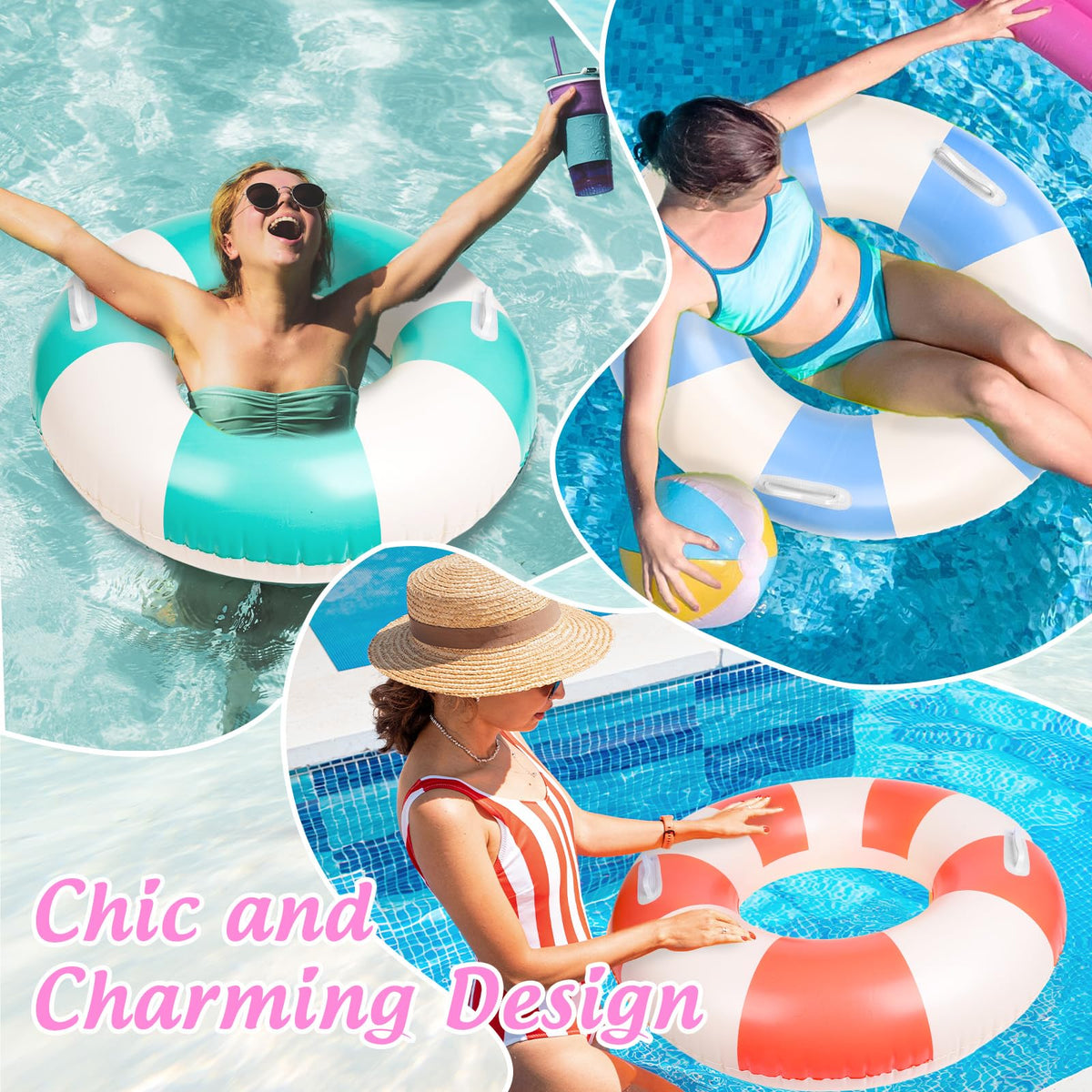 4Pcs Inflatable Pool Float with Handle I7800