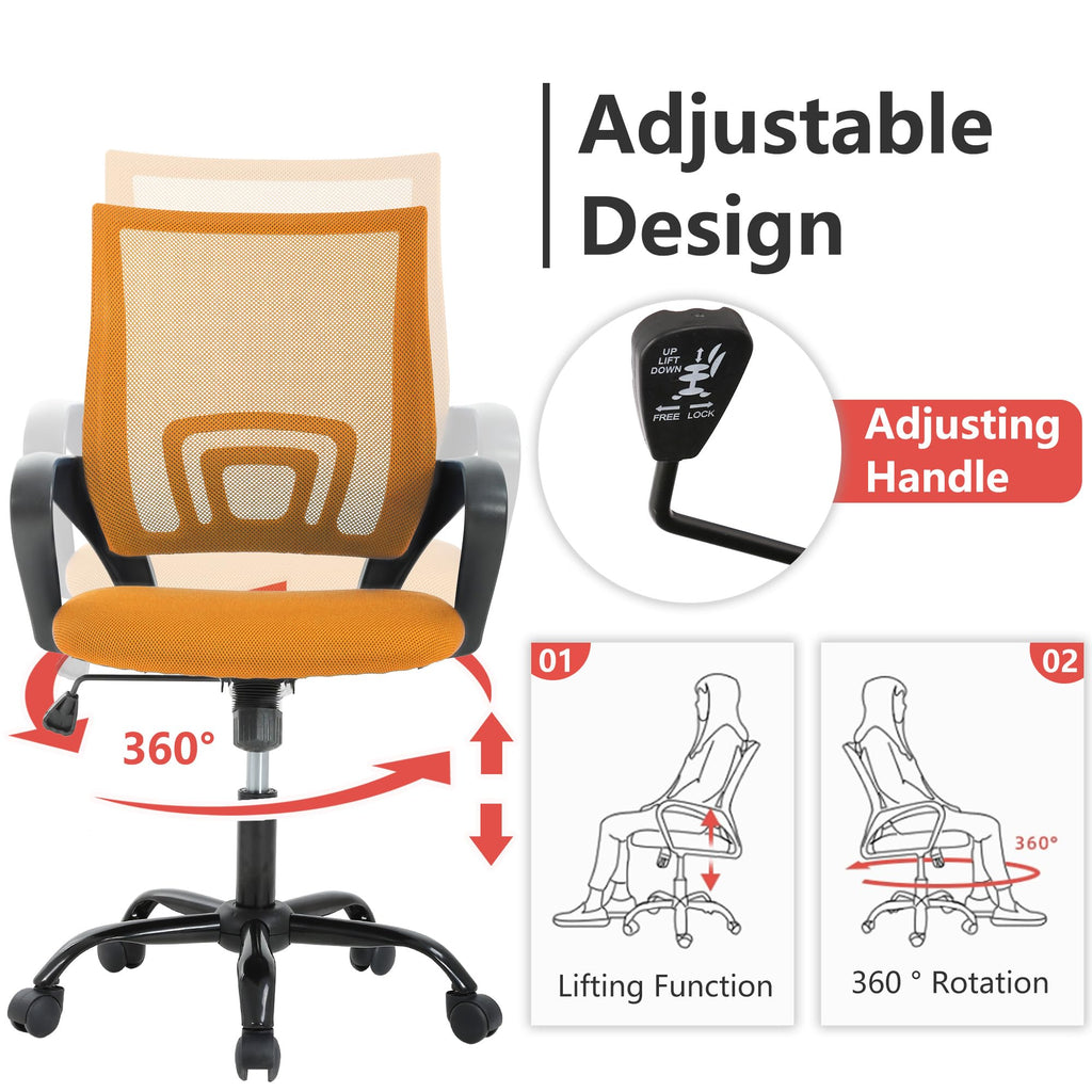 Office Chair with Lumbar Support, Adjustable Height W809