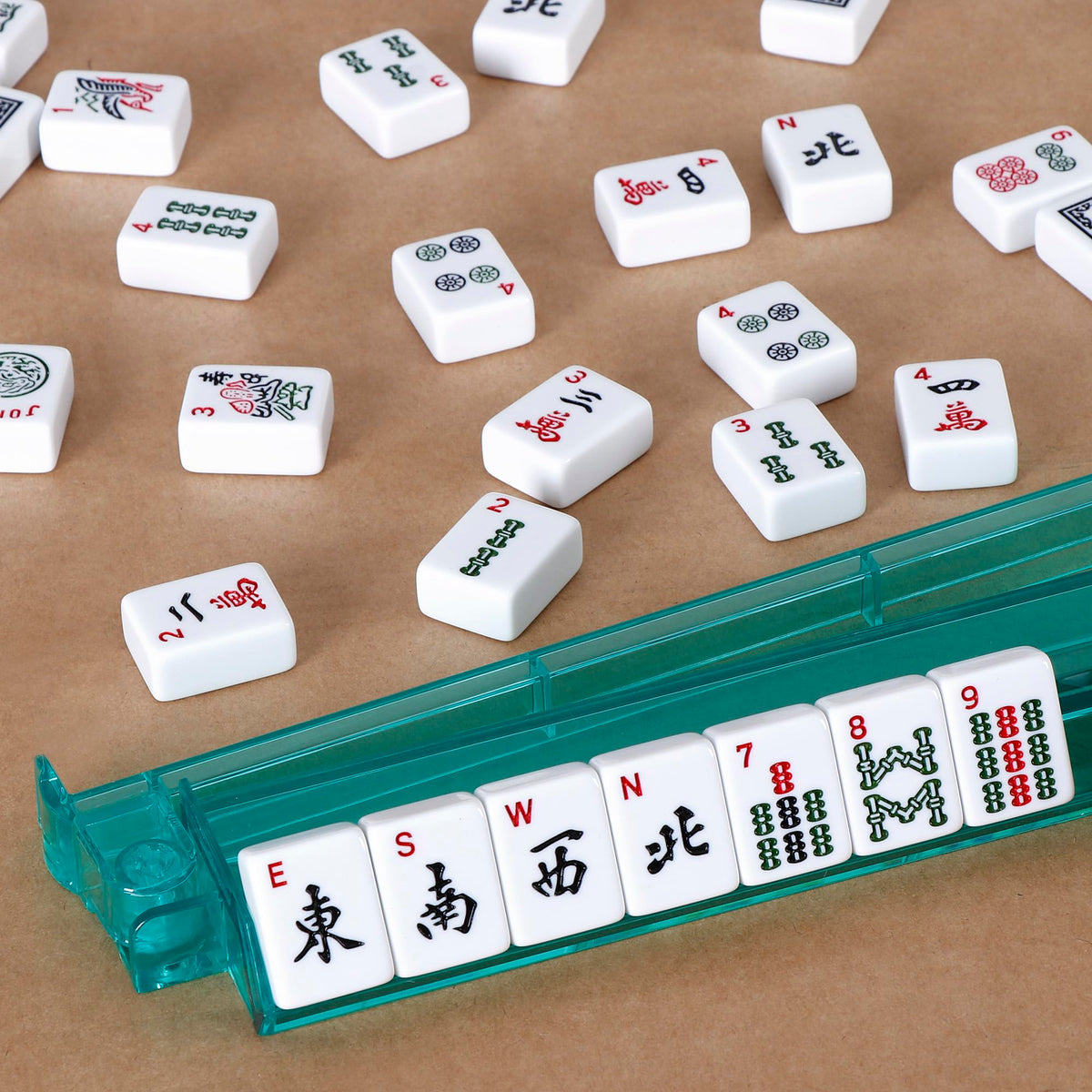 American Mahjong Set 166 White Tiles with 4 Racks and Bag A2473