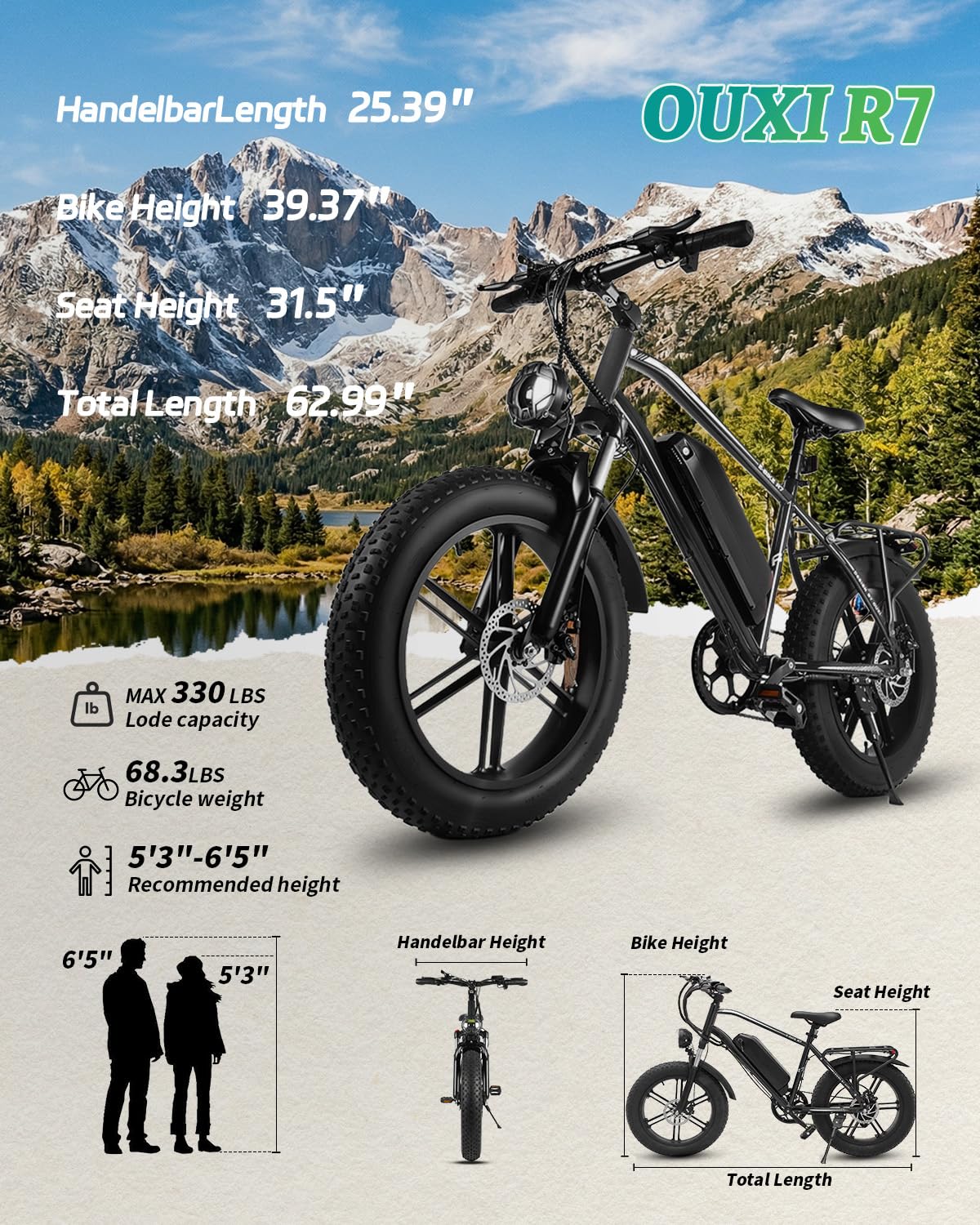 1000W Peak Electric Mountain Bike 48V 13Ah L878