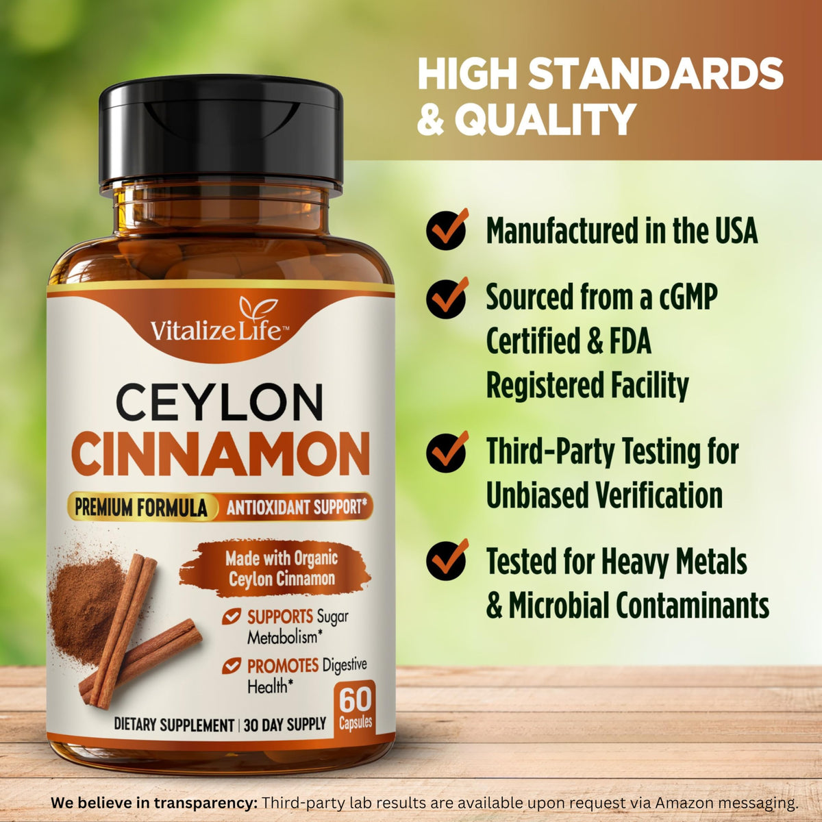 Organic Ceylon Cinnamon 1200mg 60 Vegan Capsules D74546