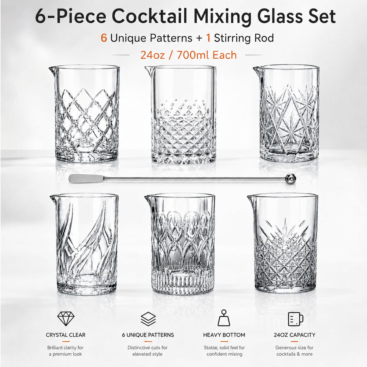 Cocktail Mixing Glass Set of 6 Z34528