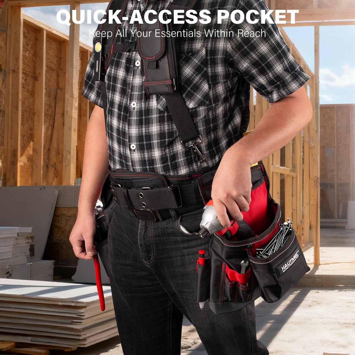 Heavy Duty 19-Pocket Tool Belt with Suspenders M954