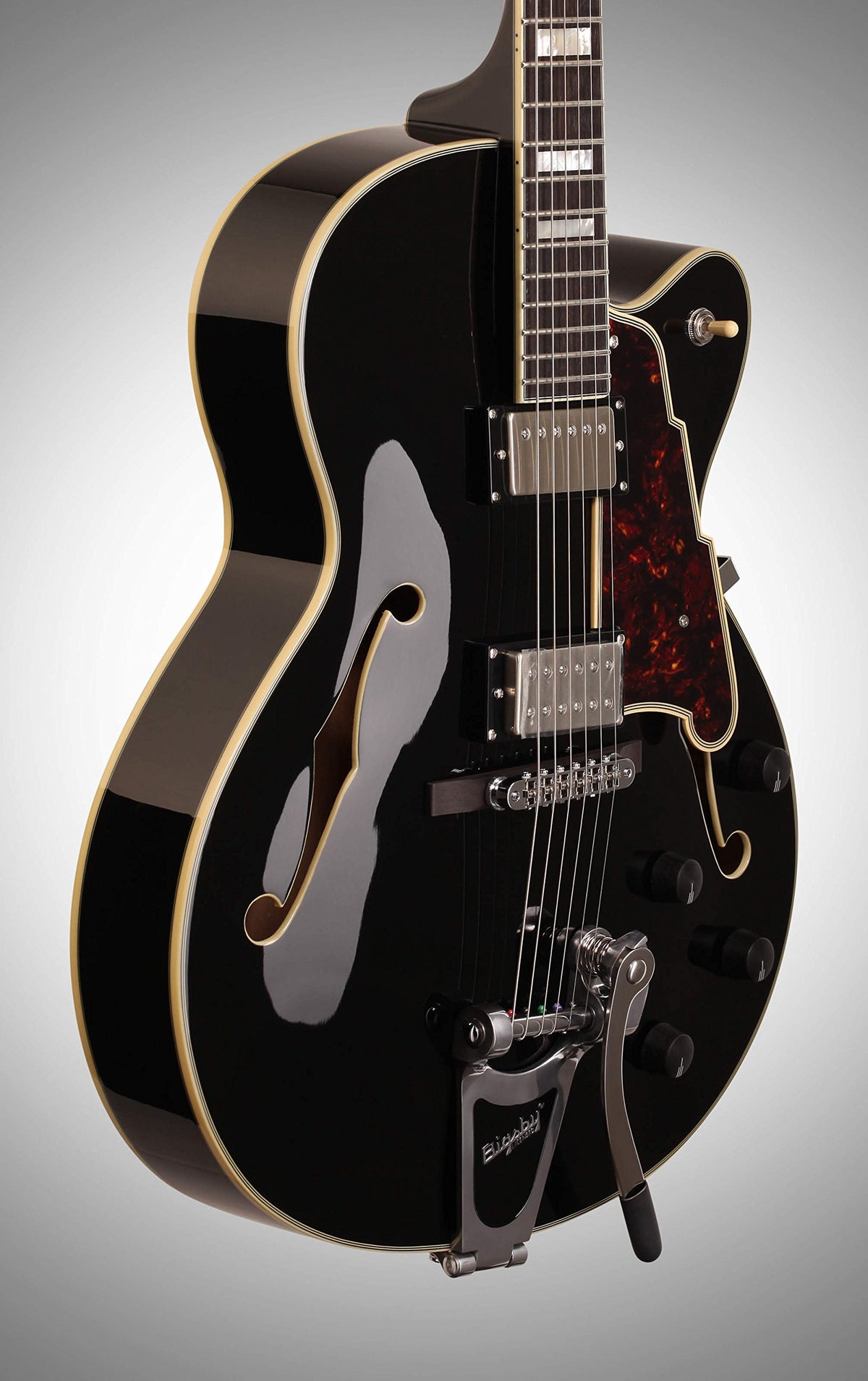 Black Archtop Hollowbody Electric Guitar U290826