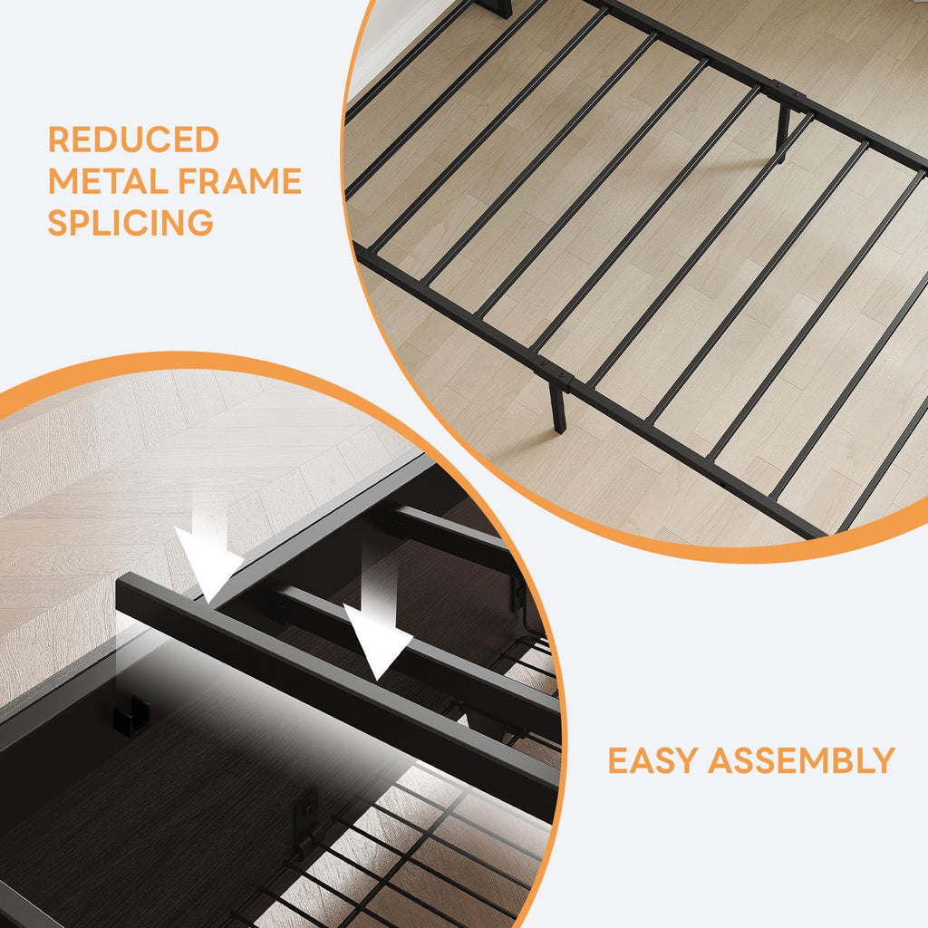 Twin Bed Frame with Storage Drawers and LED Light P987366