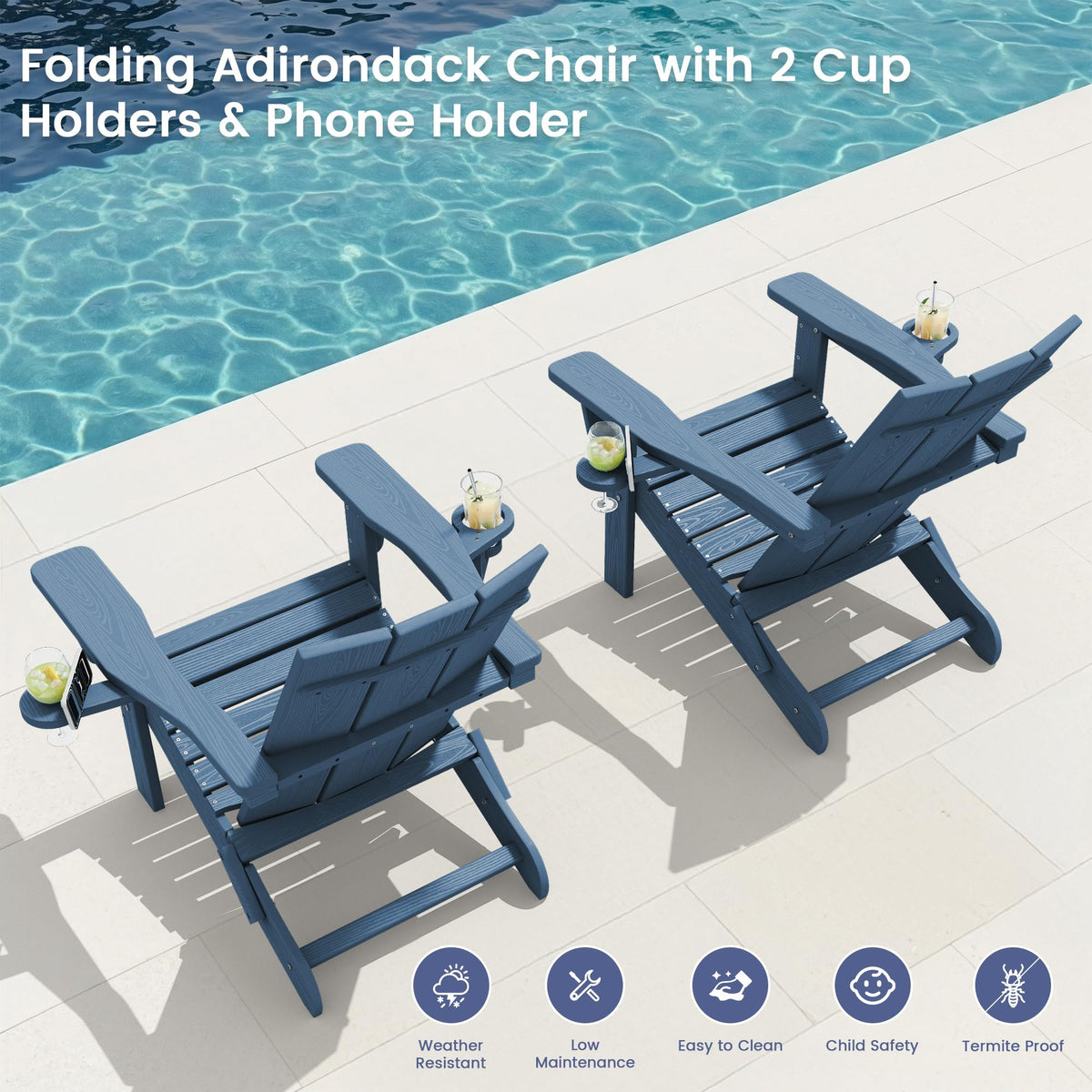 Blue Folding Adirondack Chairs Set of 6 P80838