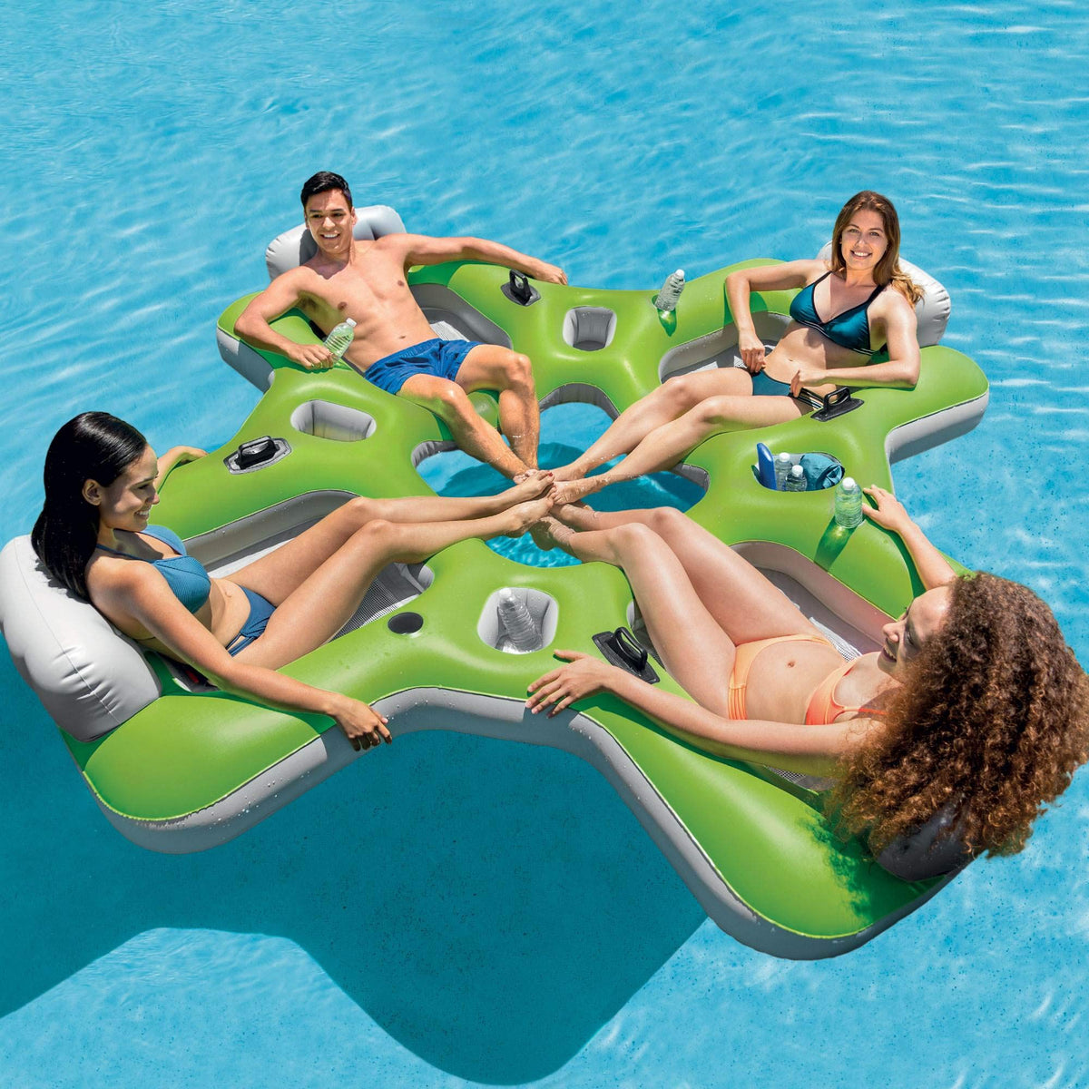 Inflatable 4 Seat PVC Pool Raft Green I2549