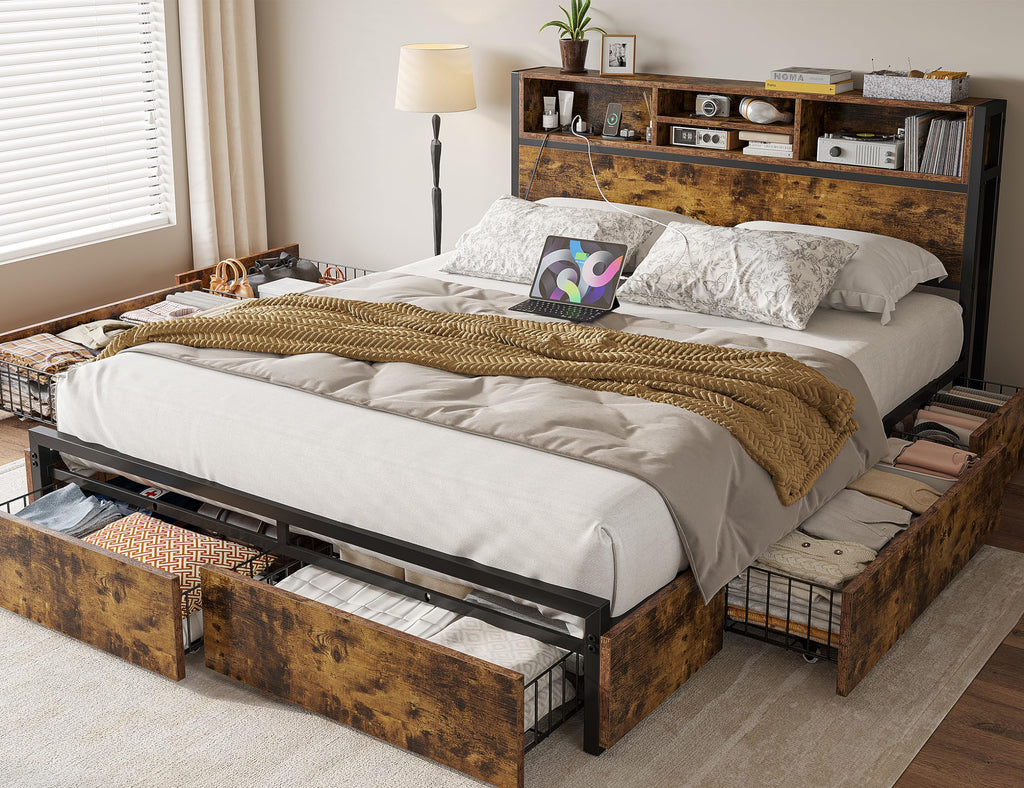 Queen Bed Frame with 6 Storage Drawers C94991