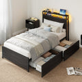 Twin Bed Frame with Storage Drawers and LED Light P987366