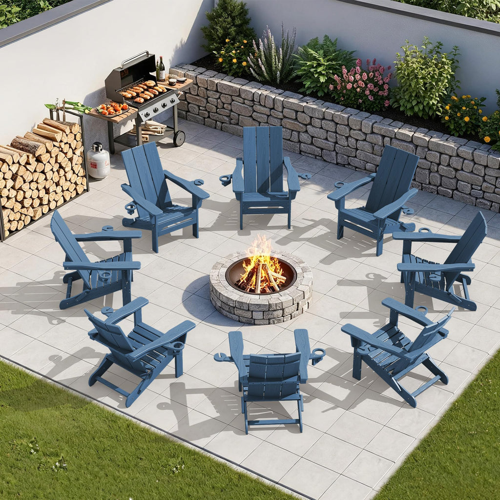 Blue Folding Adirondack Chairs Set of 6 P80838