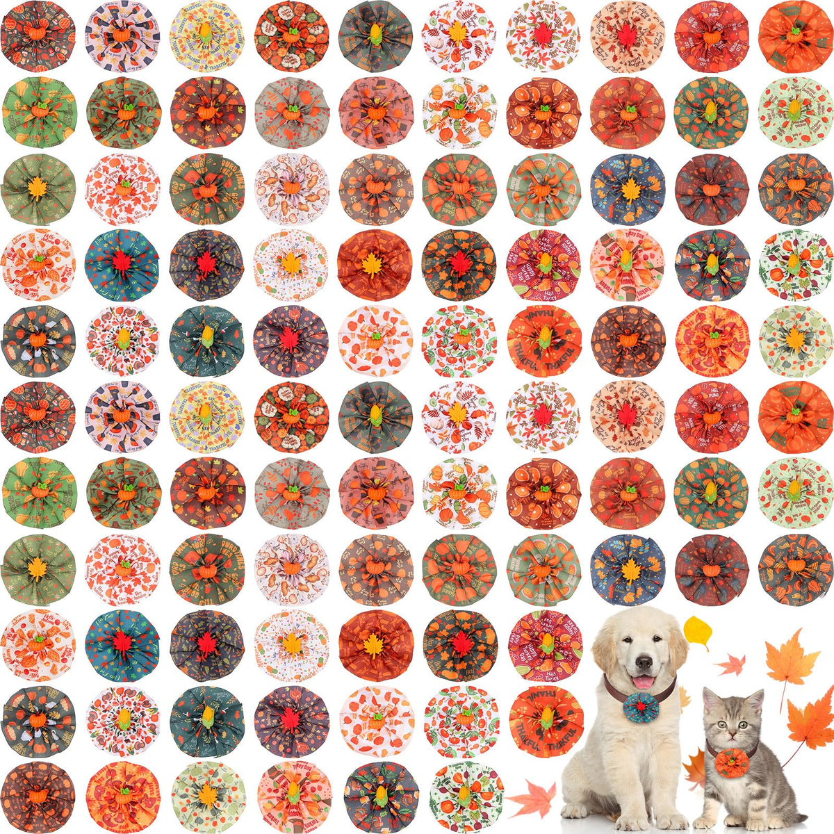 100 Pcs Dog Collar Flower Bows G702277