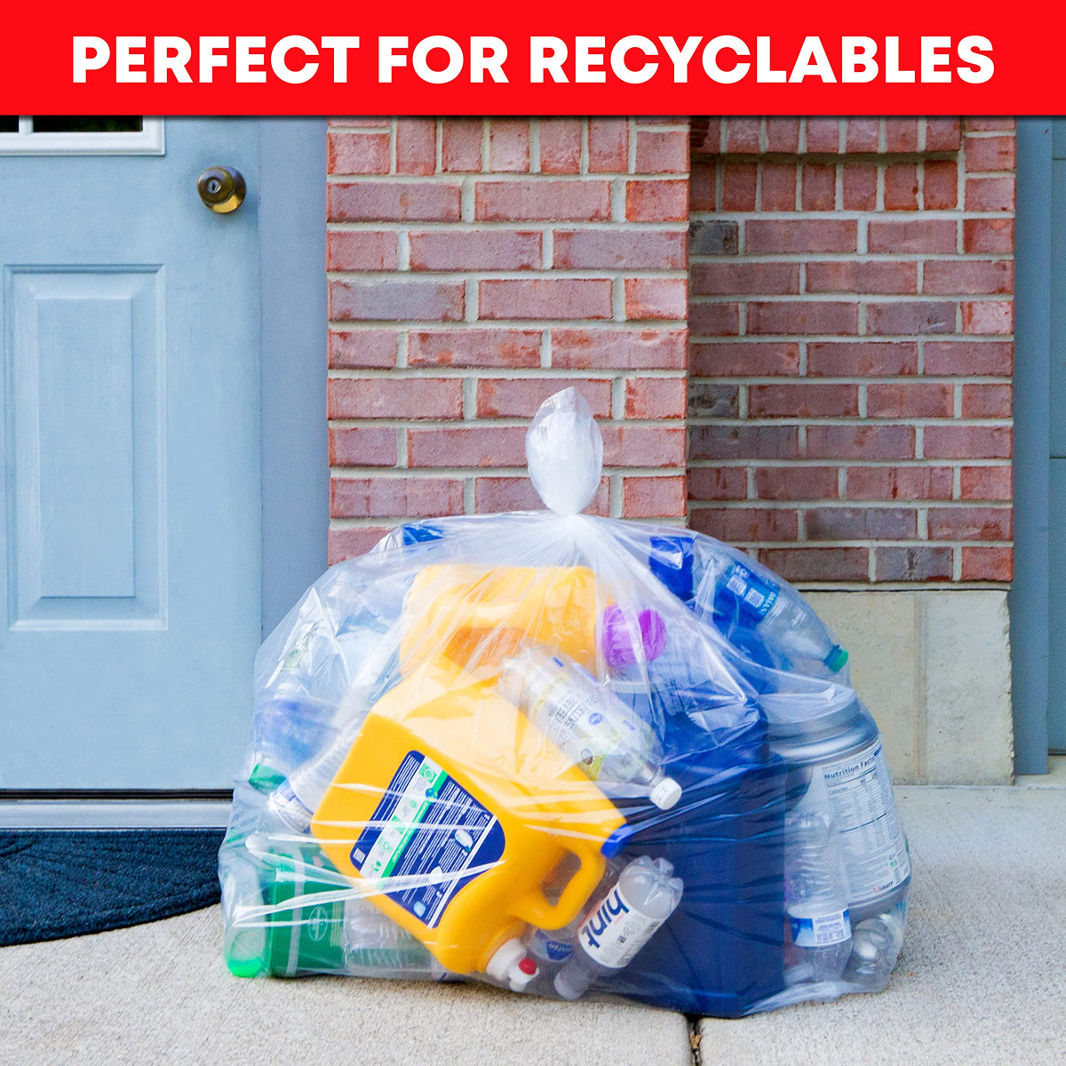 60 Gallon Heavy Duty Clear Trash Bags 150 Count A648