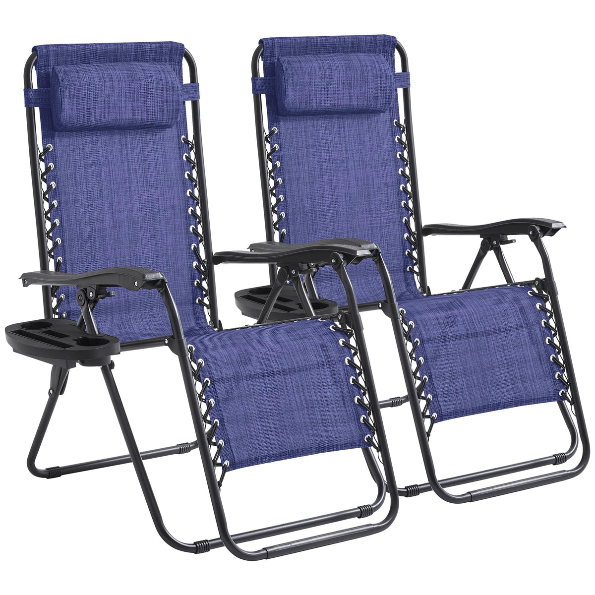 Oversized Padded Zero Gravity Chair Set of 2 with Pillow & Cup Holder H803